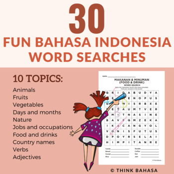 Preview of Indonesian Word Search Puzzles (Word Sleuth) | answer keys included