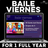 Baile viernes for a year! Dance slides brain breaks for Sp