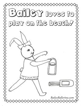 Preview of Bailey Ballerina Coloring Page "At the Beach"