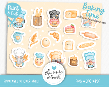 baker chef gnome sticker kitchen gnomes by chonnieartwork tpt