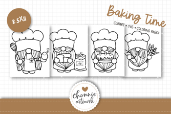 Cute Kitchen Gnomes Clipart, Create Cooking Kid's Party Printables