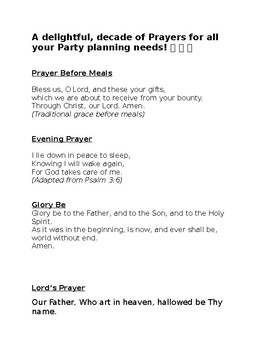 Preview of A Decade of Prayers for all your Party Planning Needs!