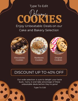 Preview of Bakery Cookies  Shop Sale (4) Flyers - Customize your Flyer - Ready to Edit!