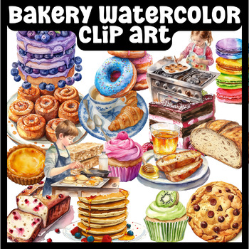 Preview of Bakery Water Color Clip Art