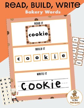 Preview of Bakery Words Read It, Build It, Write It- Scout the Sloth