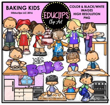 Preview of Baking Kids Clip Art Bundle {Educlips Clipart}
