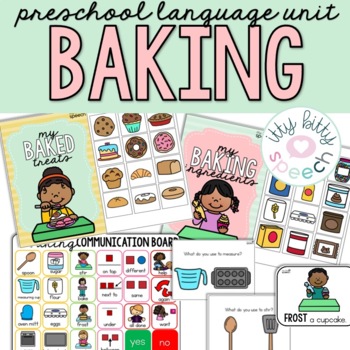 Baking PreK No Prep Worksheets with Cookies, Cakes, and Baking Supplies