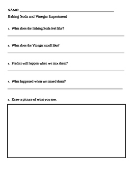 Preview of Baking Soda and Vinegar Experiment Worksheet