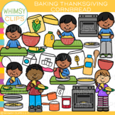 Kids Baking Thanksgiving Cornbread Clip Art - Thanksgiving