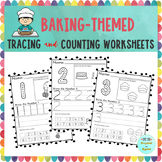 Baking -Themed Coloring, Counting, and Tracing Worksheets 1-10