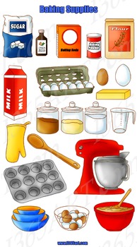 Preview of Baking Tools and Supplies Clipart 20 Pack PNG Format Digital Graphics