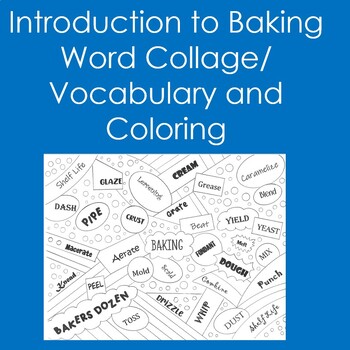 Preview of Baking Word Collage (Coloring, Vocabulary, Cooking, Family and Consumer Sciences