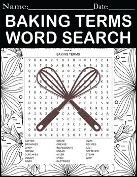 Preview of Baking terms Word Search Puzzle Vocabulary Worksheet Activity