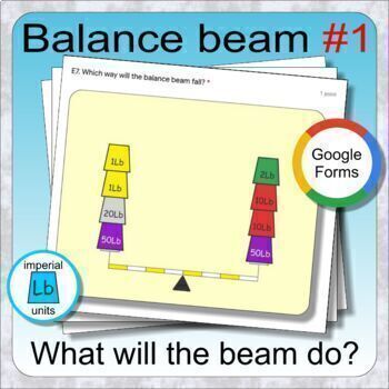 Preview of Balance Beam 1: Weights & scales Google forms distance learning practice (lbs)