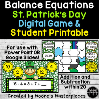 Preview of Balance Equations: A St. Patrick's Day Digital Game