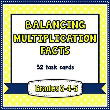 Preview of Balancing Equations - Multiplication Facts Task Cards
