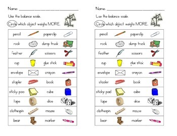 Preview of Balance Scale: Which Weighs More? - Worksheet and EASEL Activity
