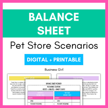 Preview of Balance Sheet Activity with Pet Store Scenarios