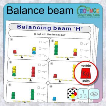 Preview of Balance beam Weights & forces distance learning task card worksheets (Kgs)