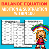 Balance equation first grade, 2nd worksheet / Adding and S