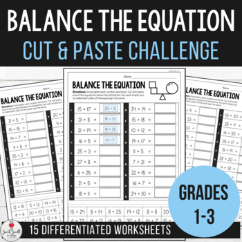 Preview of Balance the Equation Challenge - Differentiated Worksheets Grades 1-3
