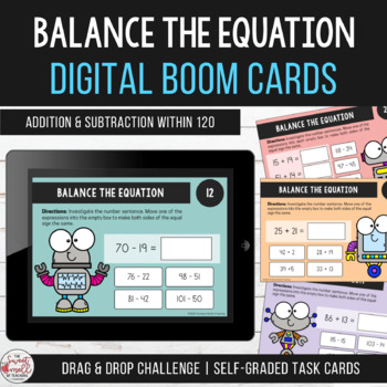 Preview of Balance the Equation Equivalent Number Sentence Boom Cards Distance Learning