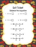 Balance the Equation Exit Ticket