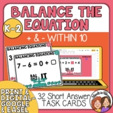 Balancing Equations Task Cards - Addition and Subtraction 