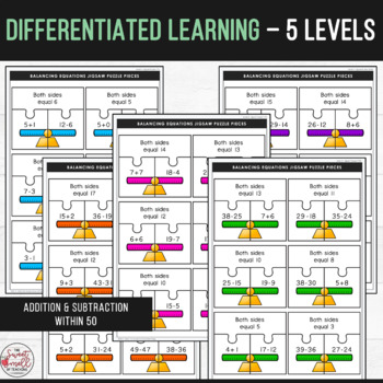 balancing equations addition subtraction jigsaw activities grades 1 3