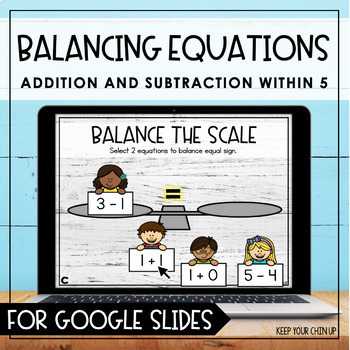Preview of Balance the Scale: Equations Within 5 for Google Slides - Distance Learning