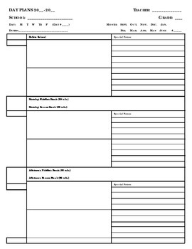 Balanced Day Plan ~ PDF Document by The Mad Professor's Teaching Resources