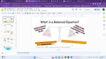 Preview of Balanced Equations Lesson and Practice