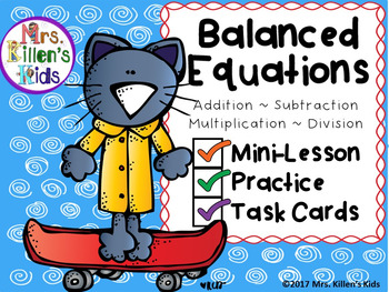 Preview of Balanced Equations Mini-Lesson, Practice, and Task Cards