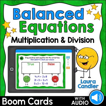 Preview of Balanced Equations Multiplication & Division Boom Cards (with Audio Support)