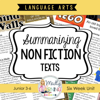 Preview of Summarizing Non Fiction Texts - 6 Week Unit GIST Summary Strategy - Grades 4 - 6