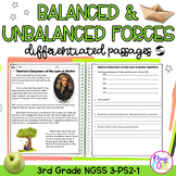 Balanced & Unbalanced Forces NGSS 3-PS2-1 Science Differen