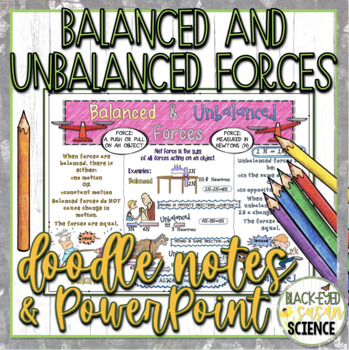 Preview of Balanced & Unbalanced Forces Doodle Notes & Quiz + PowerPoint