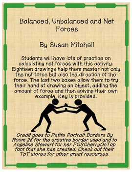 Preview of Balanced, Unbalanced and Net Forces-Practice Problems-Digital and Printable