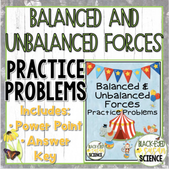 Preview of Balanced and Unbalanced Forces Practice Problems And Power Point