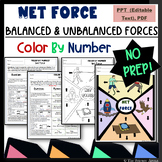Balanced and Unbalanced Forces Color by Number Net Force S
