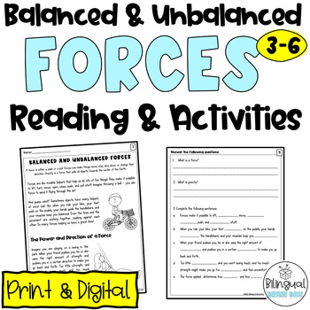 Preview of Balanced and Unbalanced Forces Reading
