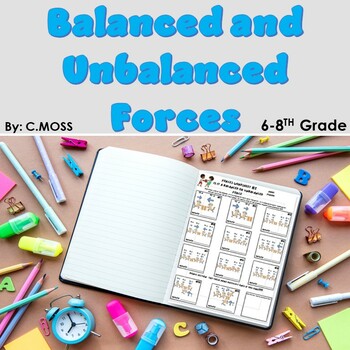 Preview of Force -Balanced and Unbalanced Forces Worksheet