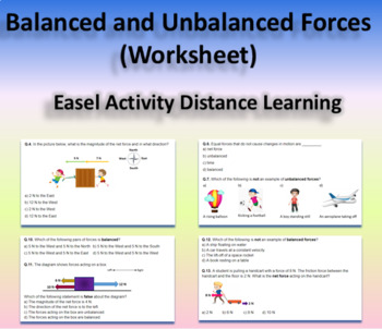 Preview of Balanced and Unbalanced Forces - Worksheet | Easel Activity & Printable PDF
