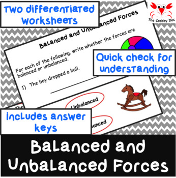 Preview of Balanced and Unbalanced Forces Worksheets