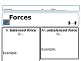 Balanced and unblalanced forces note taking