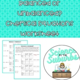 Balanced or Unbalanced? Chemical Equations Worksheet