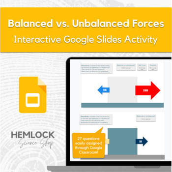 Preview of Balanced vs. Unbalanced Forces - digital, engaging assignment in Slides