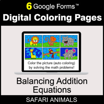 Preview of Balancing Addition Equations - Digital Coloring Pages | Google Forms