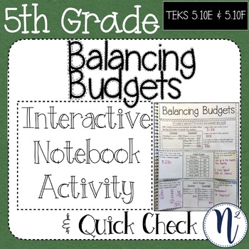 Preview of Balancing Budgets Interactive Notebook Activity & Quick Check TEKS 5.10E & 5.10F