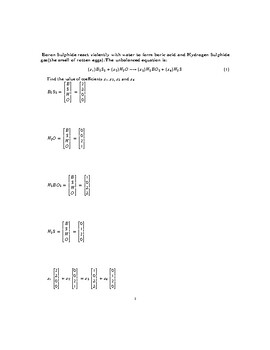Preview of Balancing Chemical Equation using Vector Equation approach of linear algebra